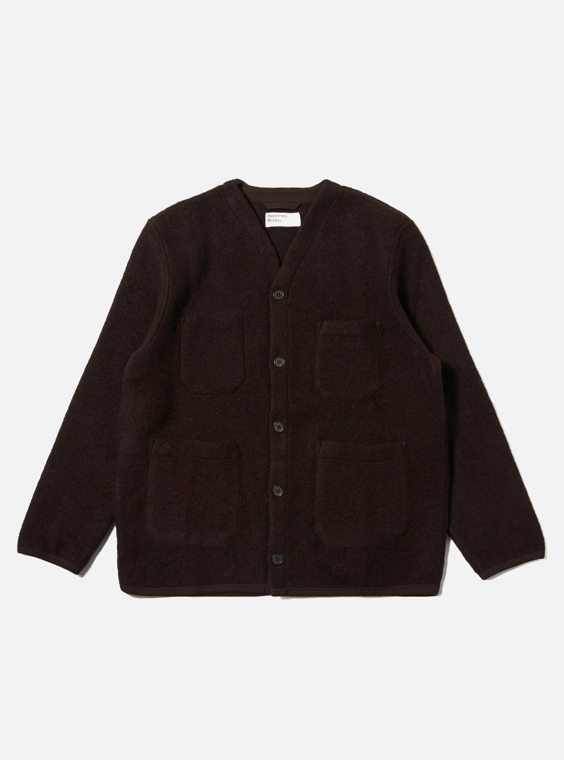 BROWN WOOL FLEECE CARDIGAN / UNIVERSAL WORKS – Image 2