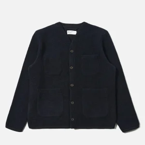 NAVY WOOL FLEECE CARDIGAN / UNIVERSAL WORKS