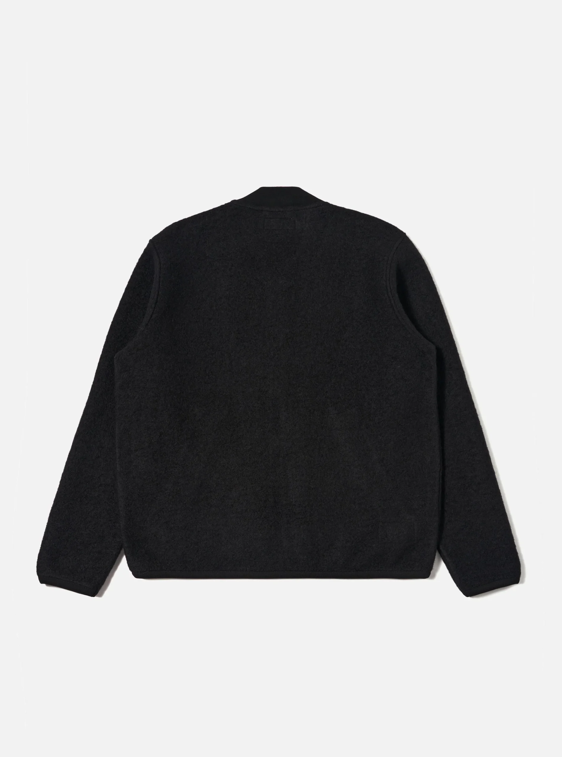 BLACK WOOL FLEECE ZIP BOMBER / UNIVERSAL WORKS – Image 3