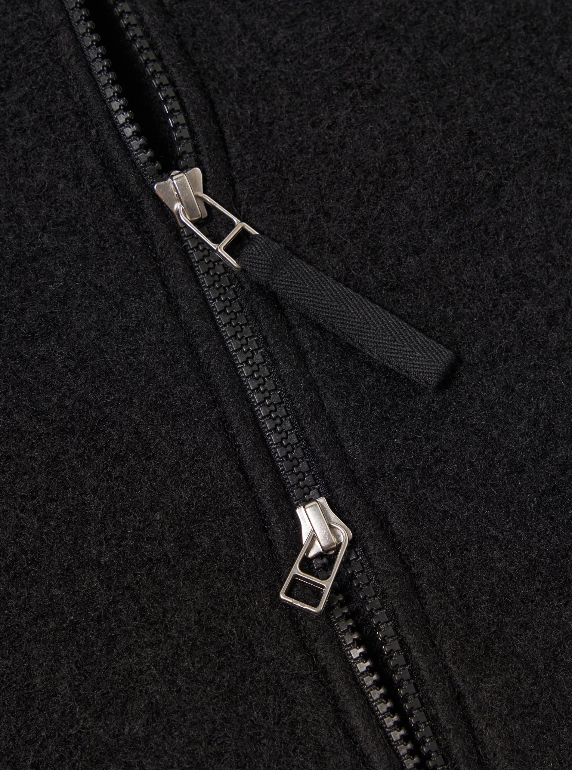 BLACK WOOL FLEECE ZIP BOMBER / UNIVERSAL WORKS – Image 5