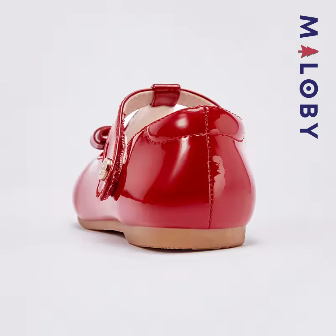 Babies en cuir à nœud Fille- Rouge – Image 8