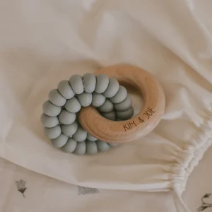 Anneau de dentition en bois et silicone - Sauge