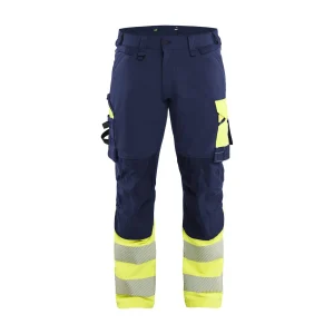 BLAKLADER 11261648 | Hi Vis Trousers 4 Way Stretch Hi Vis Reflective Work Trousers Men - double weave