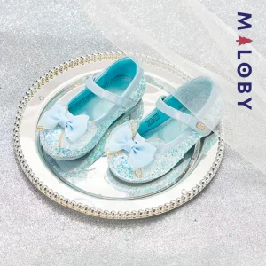 Babies cérémonie à nœud enfant fille- Bleu ciel