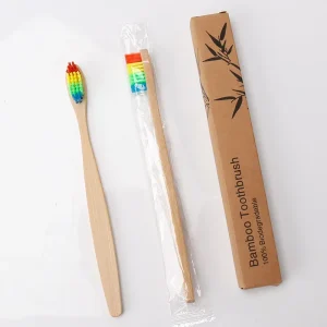 Brosse a dents en bambou naturel arc-en-ciel