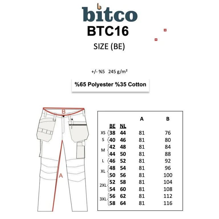 BITCO BTC16 Stretch Water Repellent Work Trousers Men - Reinforced Knees – Image 7