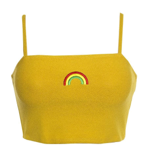 Top arc-en-ciel brodé