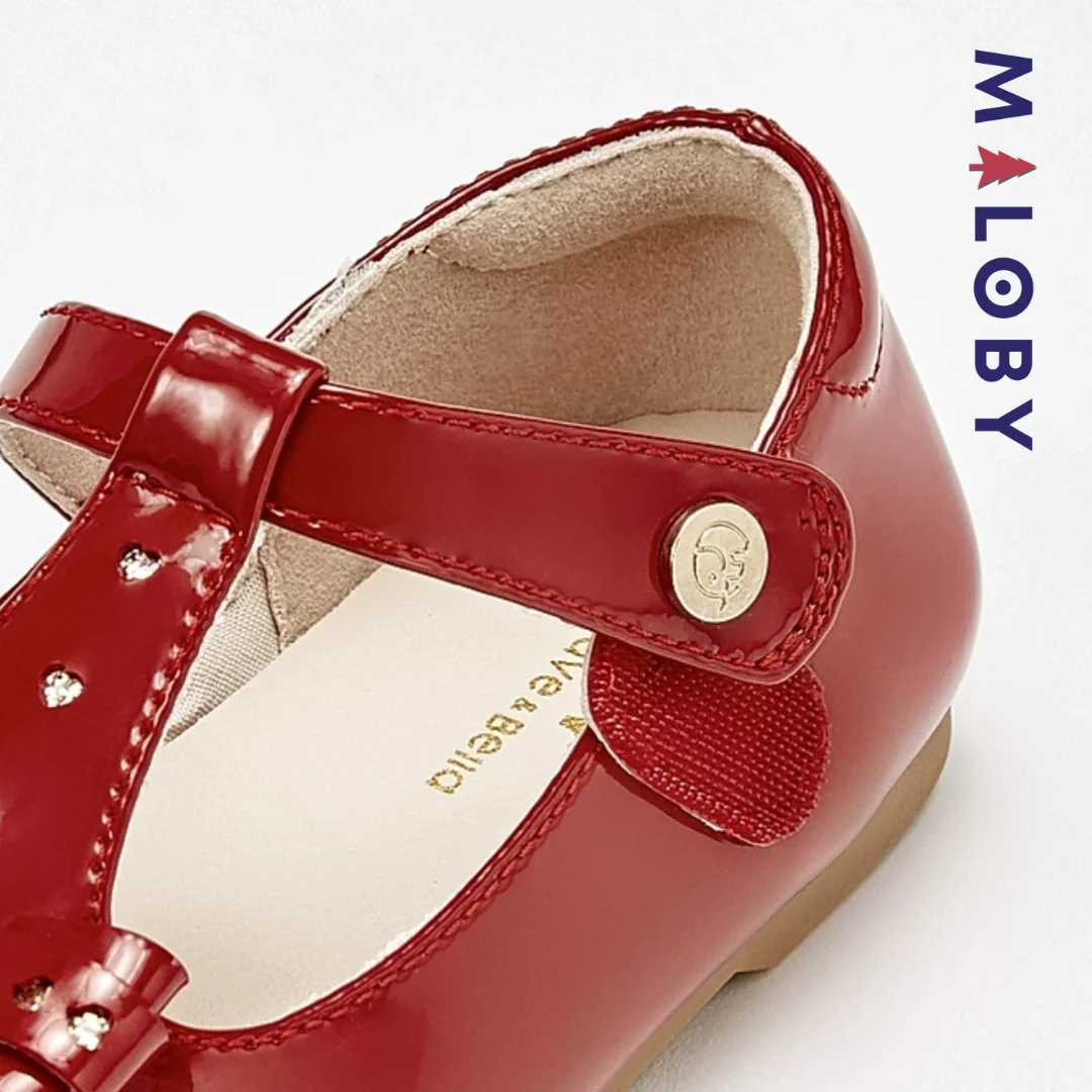 Babies en cuir à nœud Fille- Rouge – Image 6