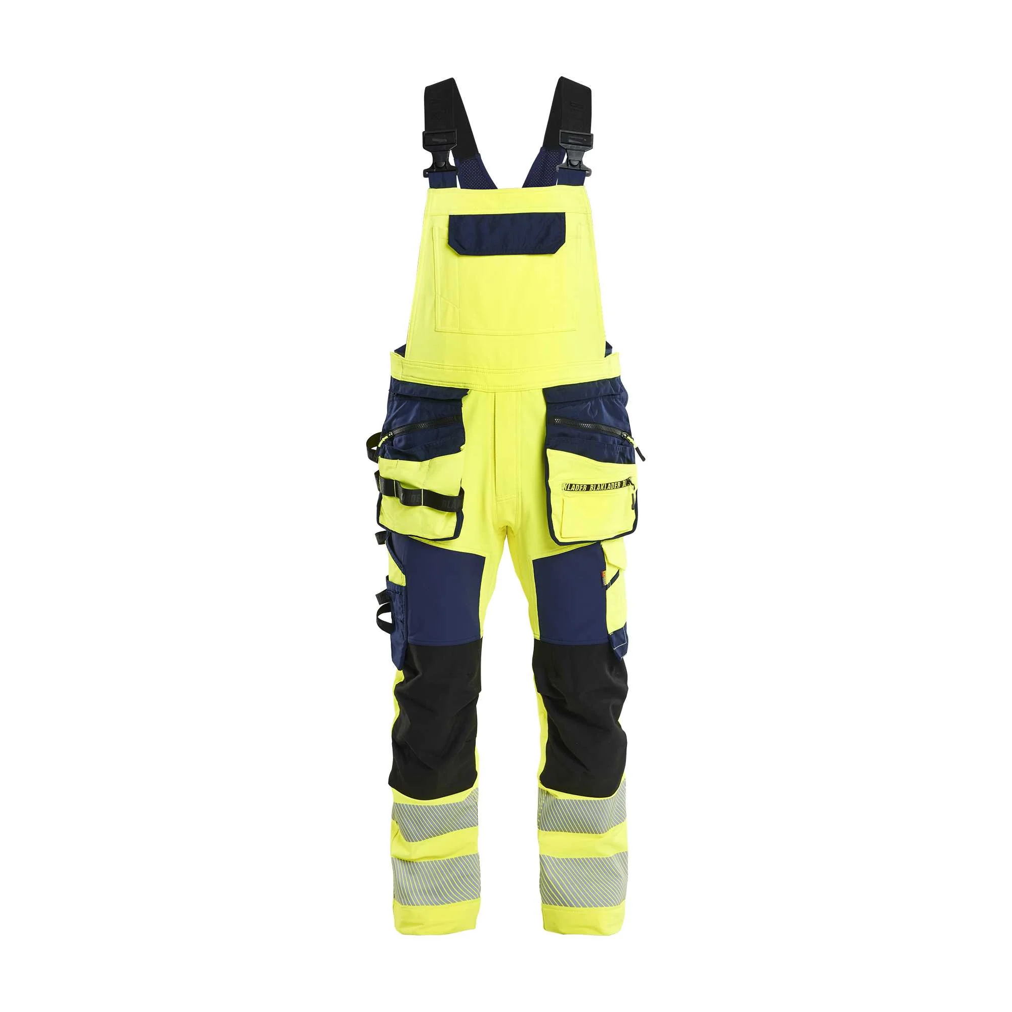 BLAKLADER 26261648 Hi Vis bib overalls 4 way stretch Hi Vis Reflective Work Bib Trousers Men - double weave