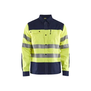 BLAKLADER 32551817 Hi Vis Shirt Hi Vis Reflective Long Sleeve Work Shirt MEN - 50% Cotton 50% Polyester