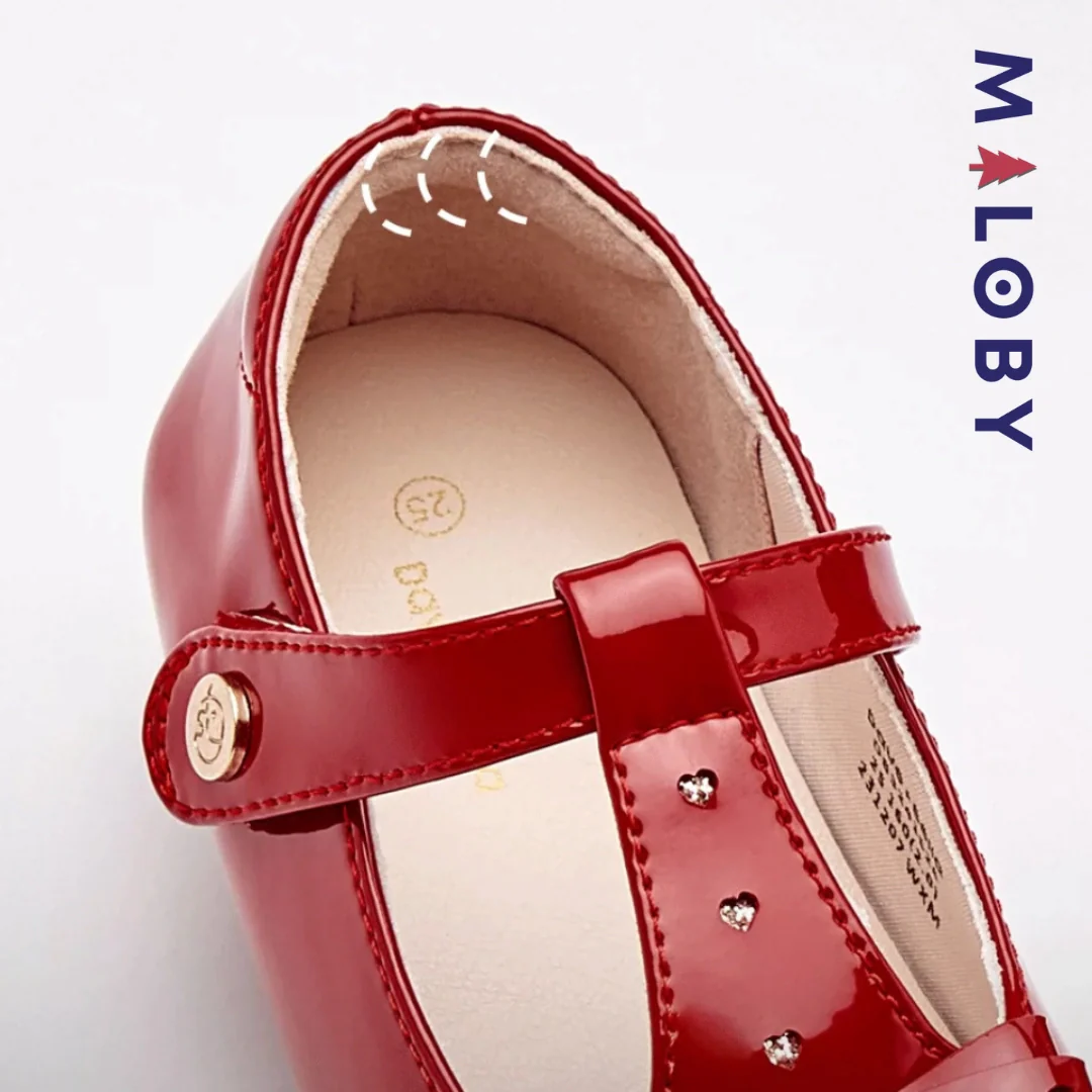 Babies en cuir à nœud Fille- Rouge – Image 7