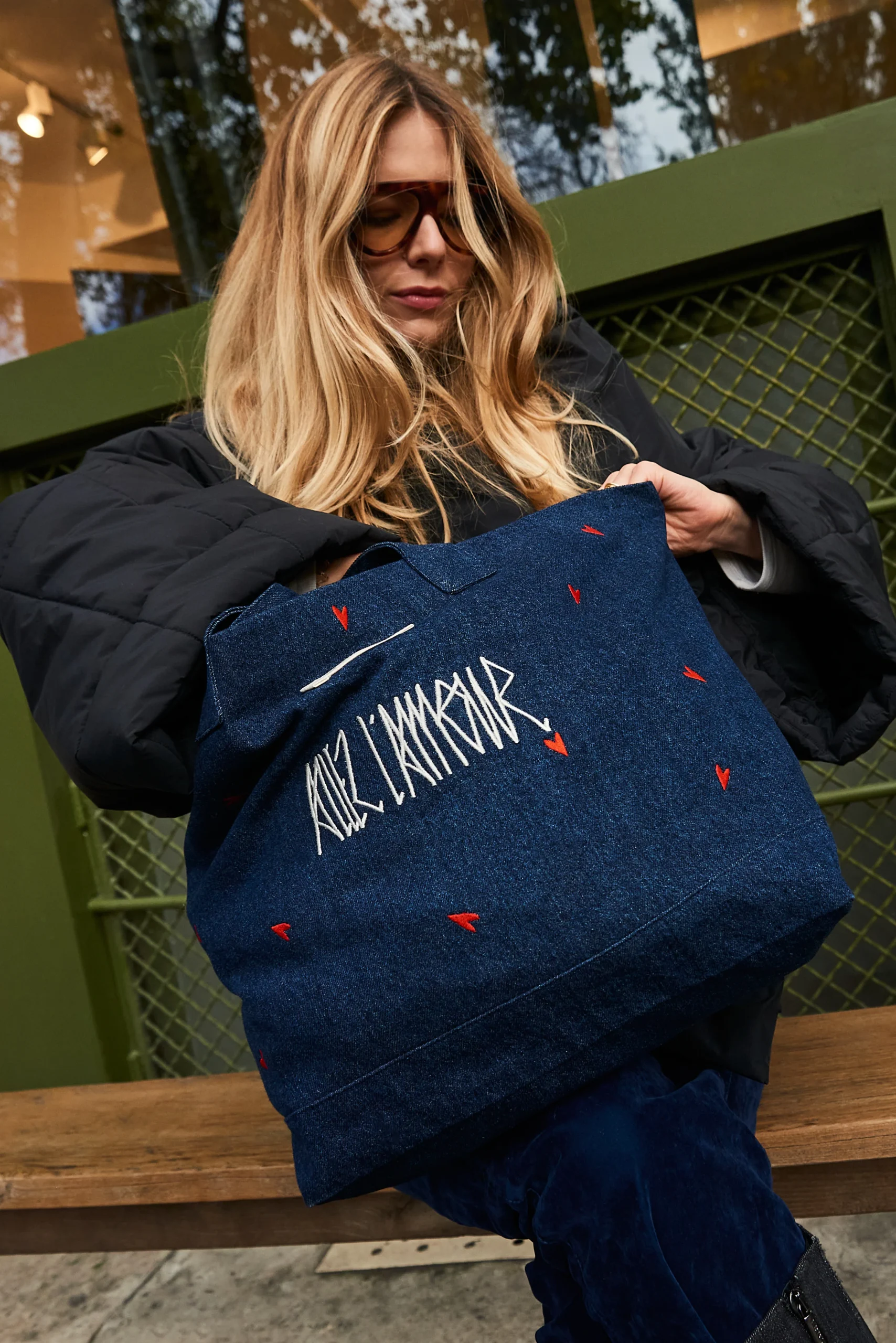 Cabas Allez l'Amour - Denim Brut recyclé