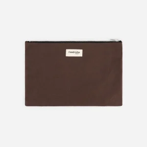 Barbette Medium la pochette - Coton recyclé ciré Marron Chocolat