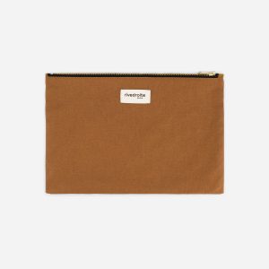 Barbette Medium la pochette - Coton recyclé ciré Marron Noisette