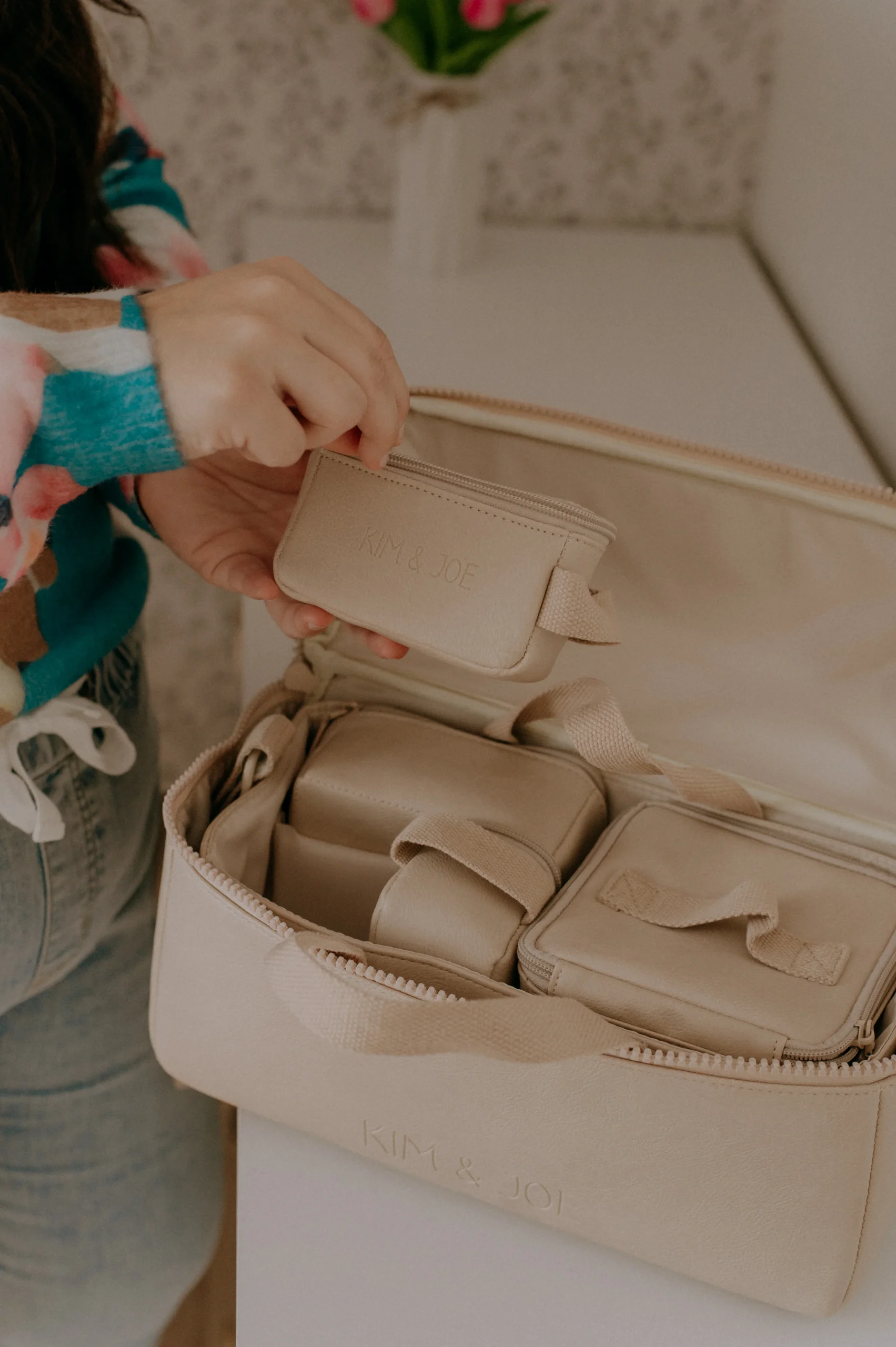 Organisateur pour sac à couches beige – Image 2