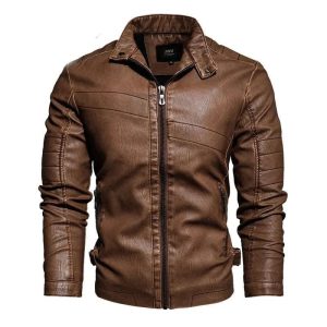 Blouson cuir vintage homme – Marron
