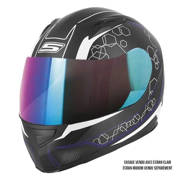 Casque Integral Moto Femme – S448 Noir et bleu – Image 4