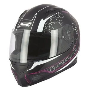 Casque Moto Intégral femme- S448 Noir et Rose