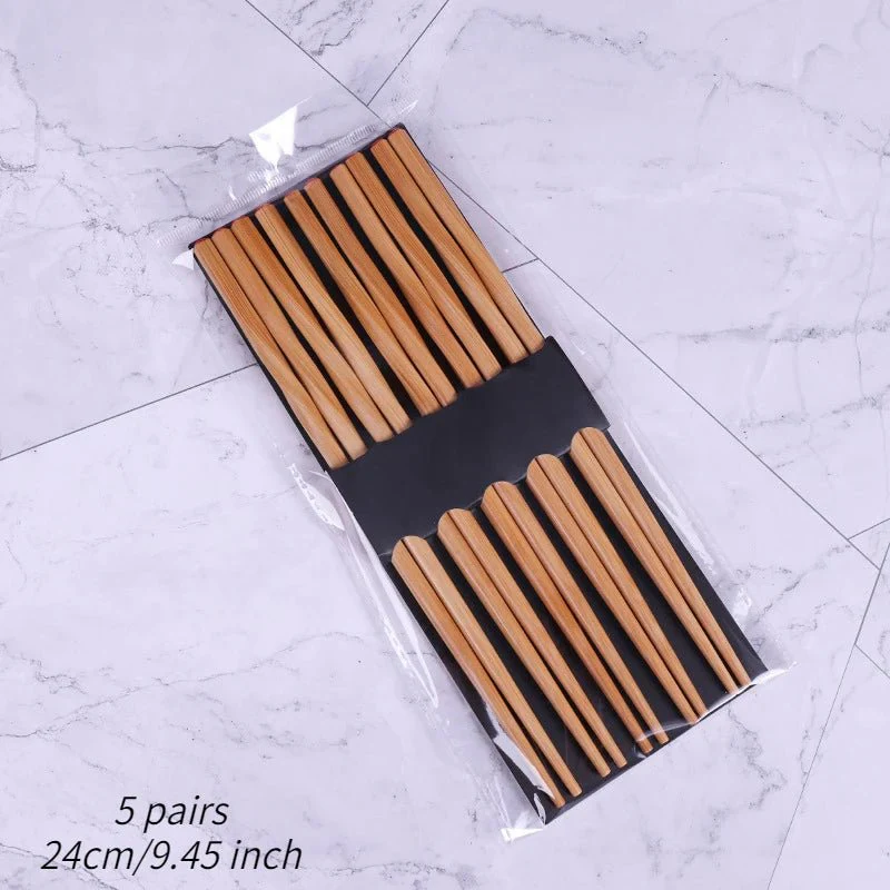 Cinq paires de baguettes en Bois de Style Japonais Vintage – Image 9