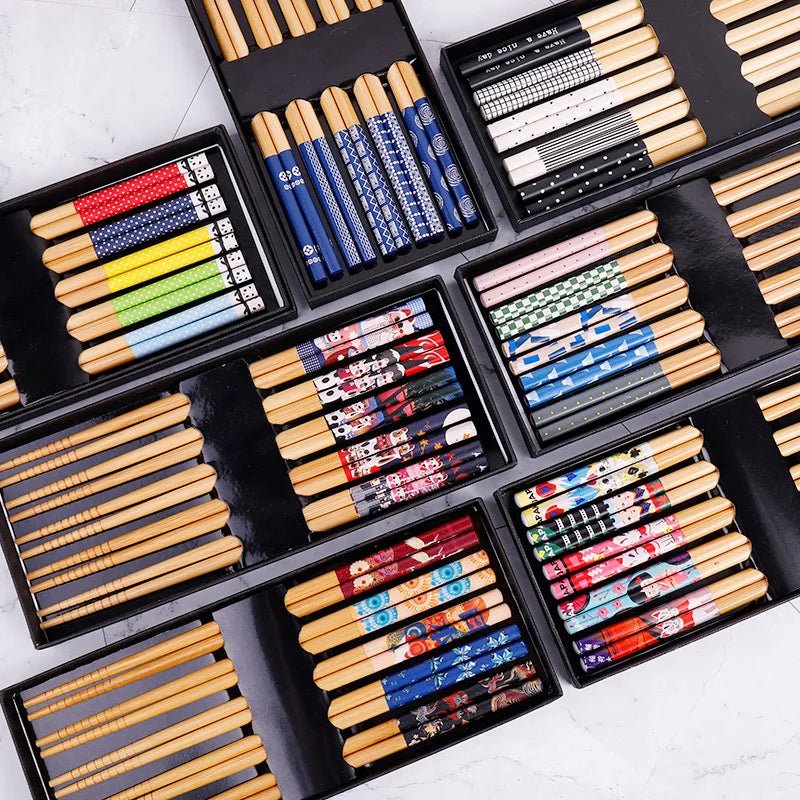Cinq paires de baguettes en Bois de Style Japonais Vintage – Image 7