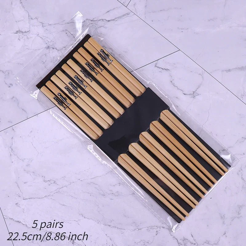 Cinq paires de baguettes en Bois de Style Japonais Vintage – Image 8