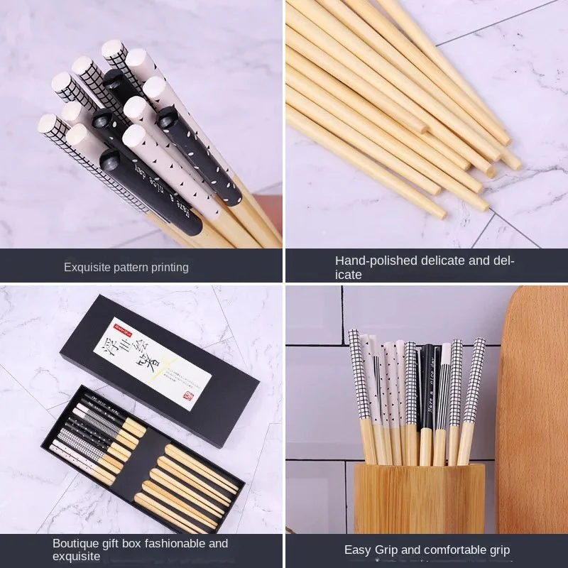 Cinq paires de baguettes en Bois de Style Japonais Vintage – Image 5