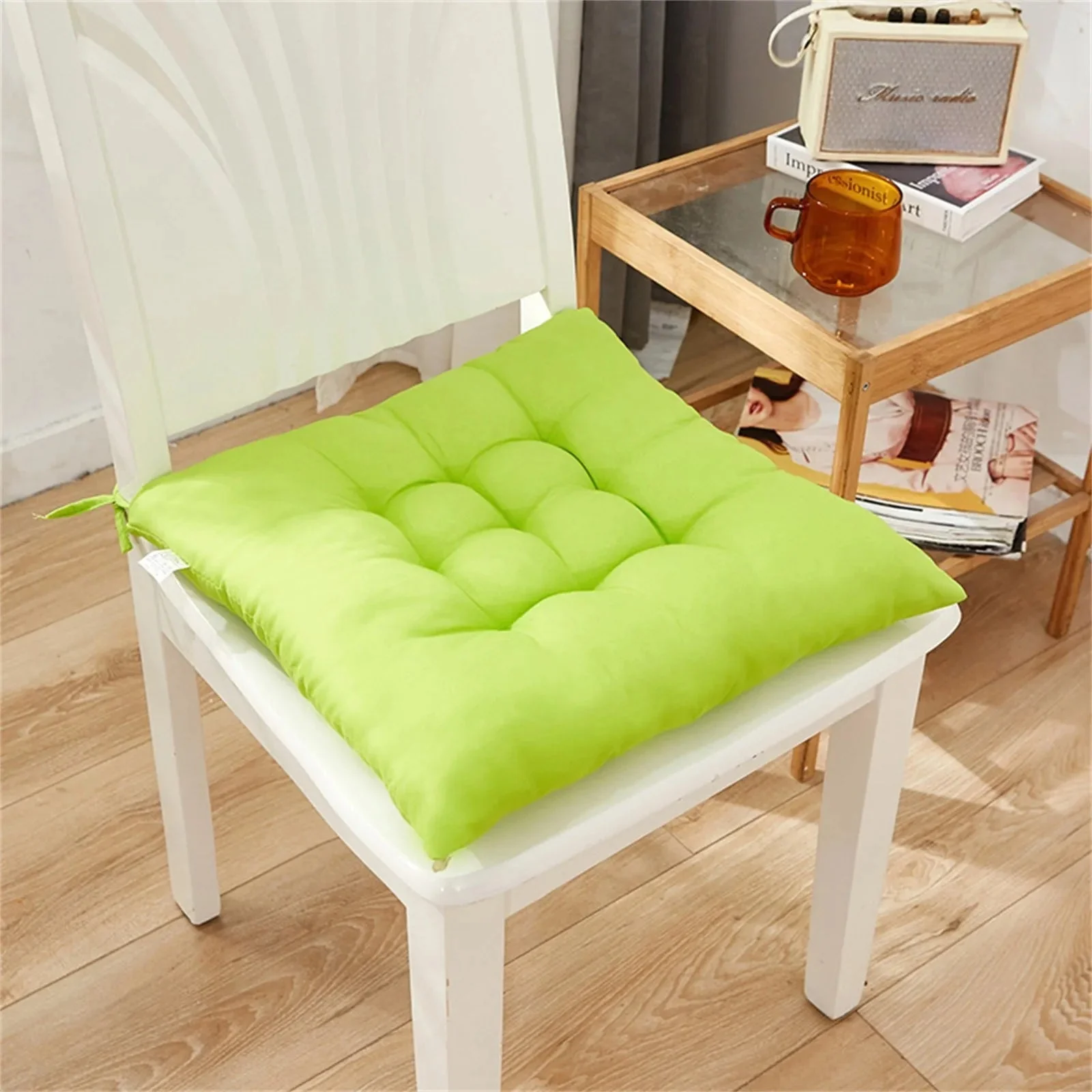 Coussin de chaise en polymères carrés en coton doux et rembourré – Image 9
