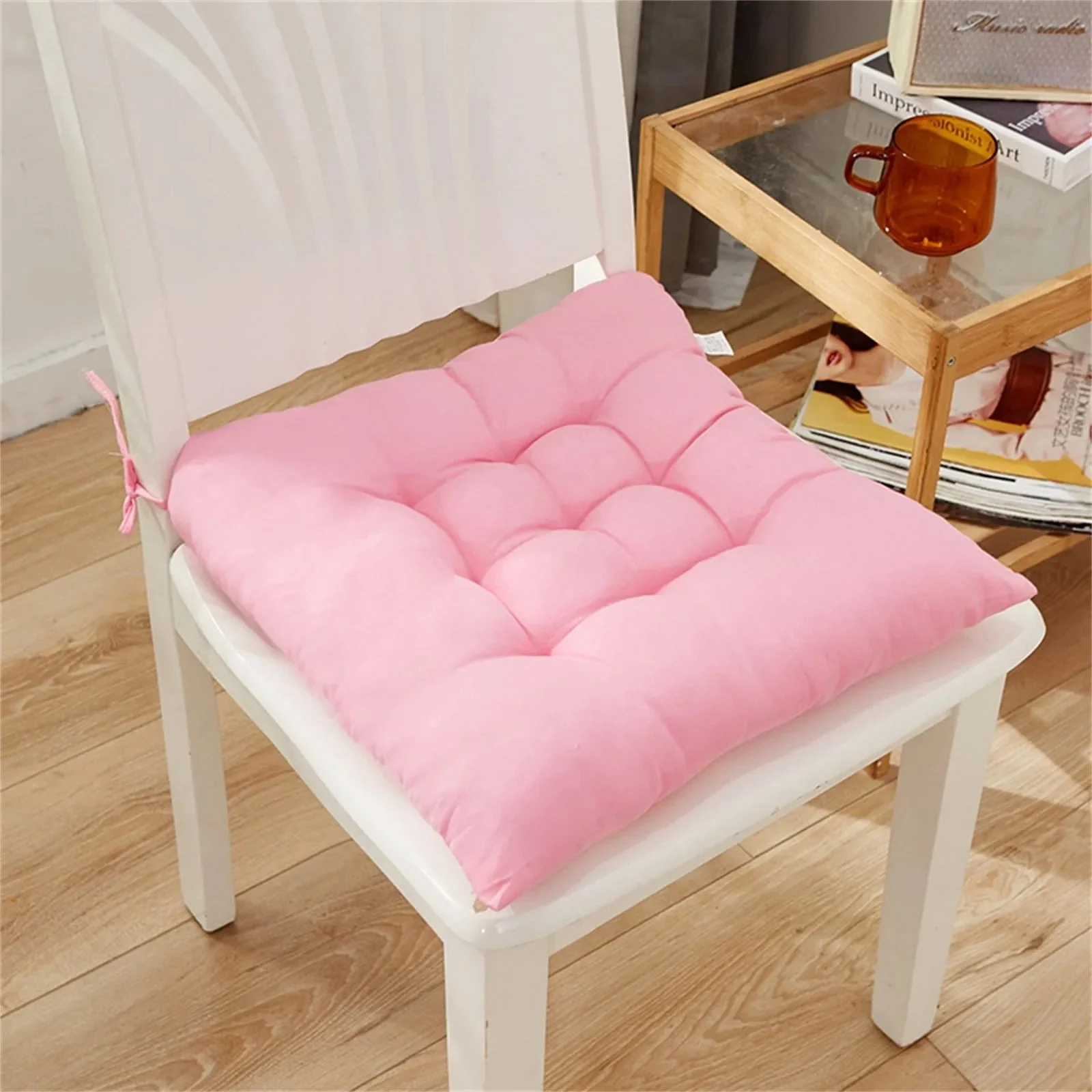 Coussin de chaise en polymères carrés en coton doux et rembourré – Image 8