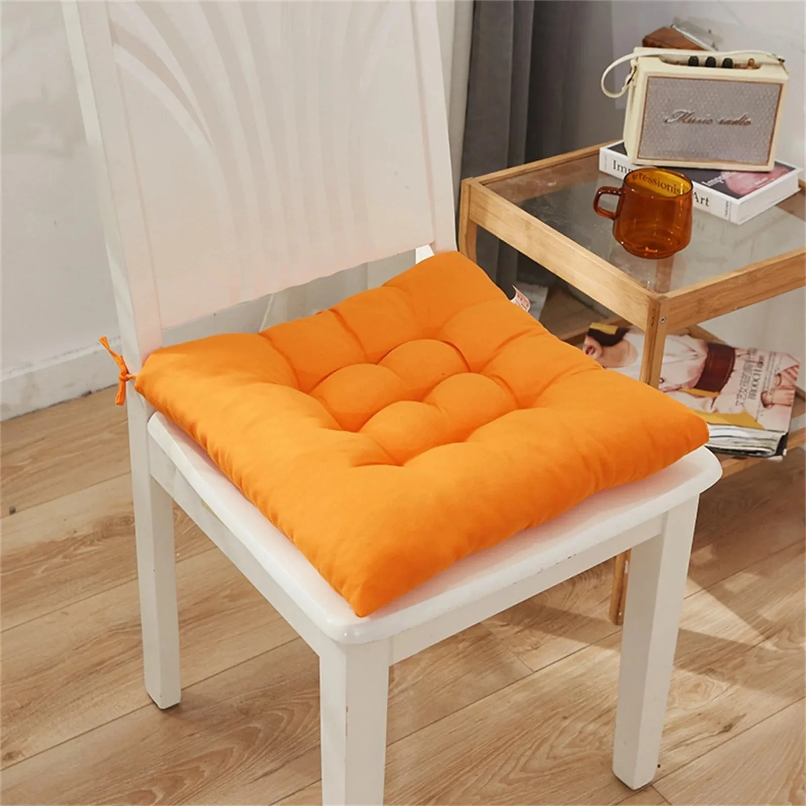 Coussin de chaise en polymères carrés en coton doux et rembourré – Image 2
