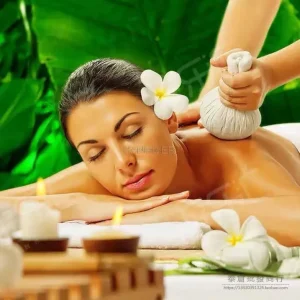 Grande boule de compresse thaïlandaise remplie d’herbes thérapeutiques