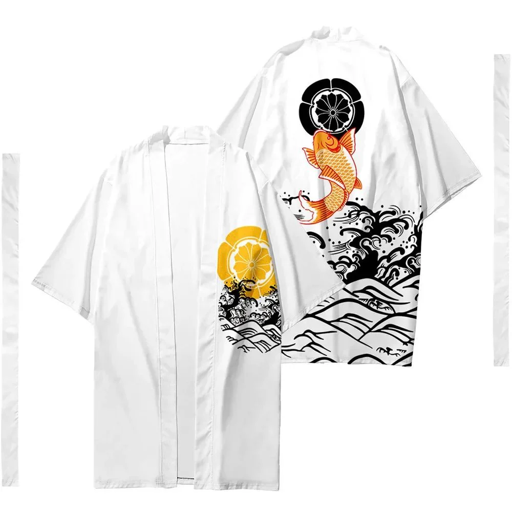 Kimono cardigan japonais long pour hommes et femmes – Image 6