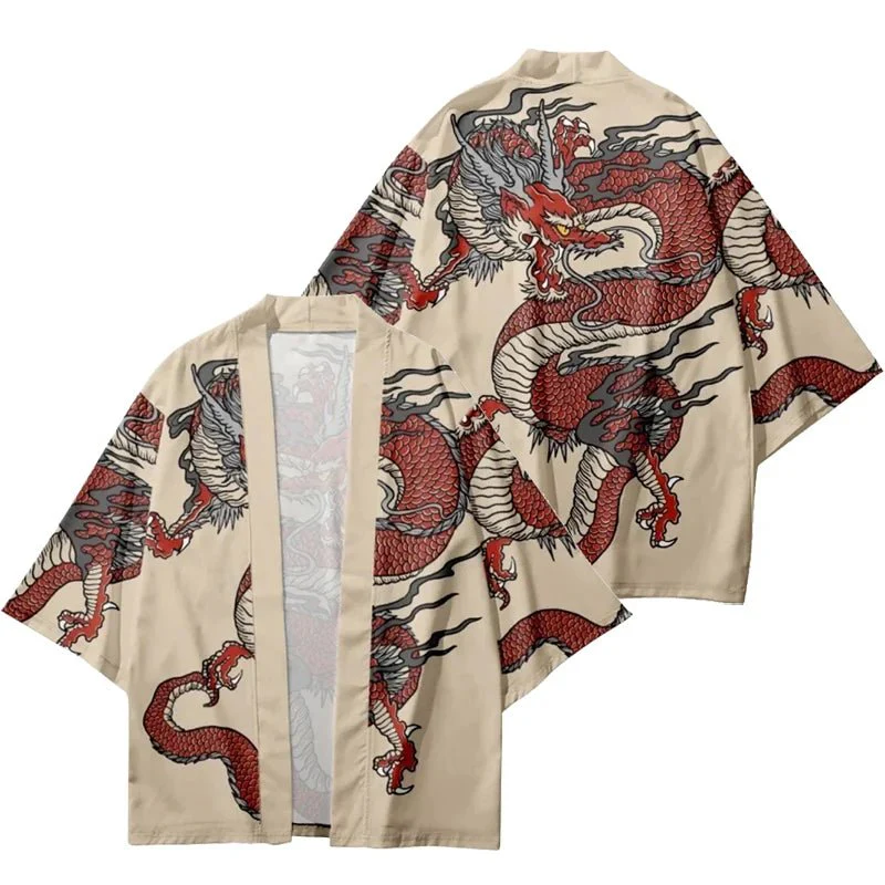 Kimono cardigan japonais traditionnel à motif dragon – Image 7