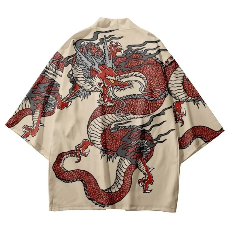 Kimono cardigan japonais traditionnel à motif dragon – Image 5