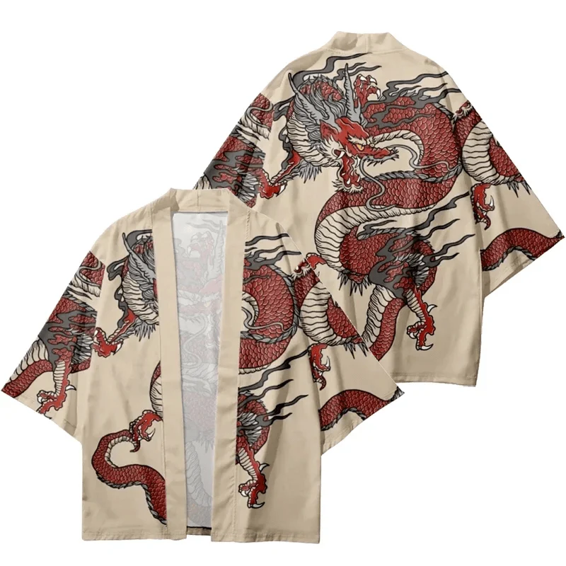 Kimono cardigan japonais traditionnel à motif dragon – Image 9