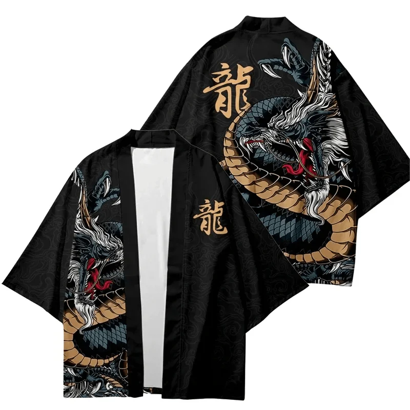 Kimono cardigan japonais traditionnel à motif dragon – Image 8