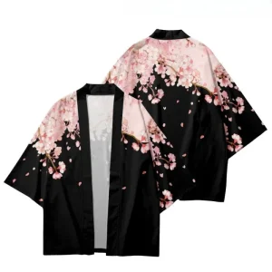 Kimono japonais traditionnel imprimé fleurs de cerisier