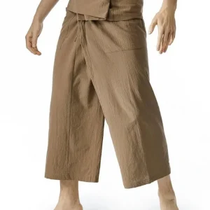 Pantalon de yoga en coton imitation lin pour hommes et femmes