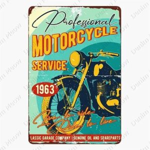 Plaque décorative métalique Moto Garage