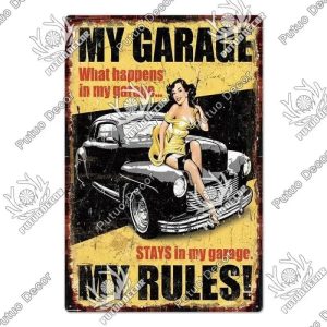 Plaque décorative métallique Garage