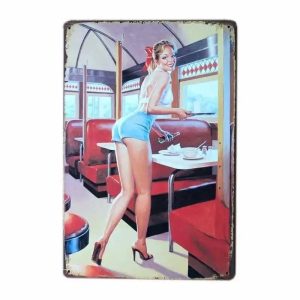 Plaque décorative métallique Pin-Up