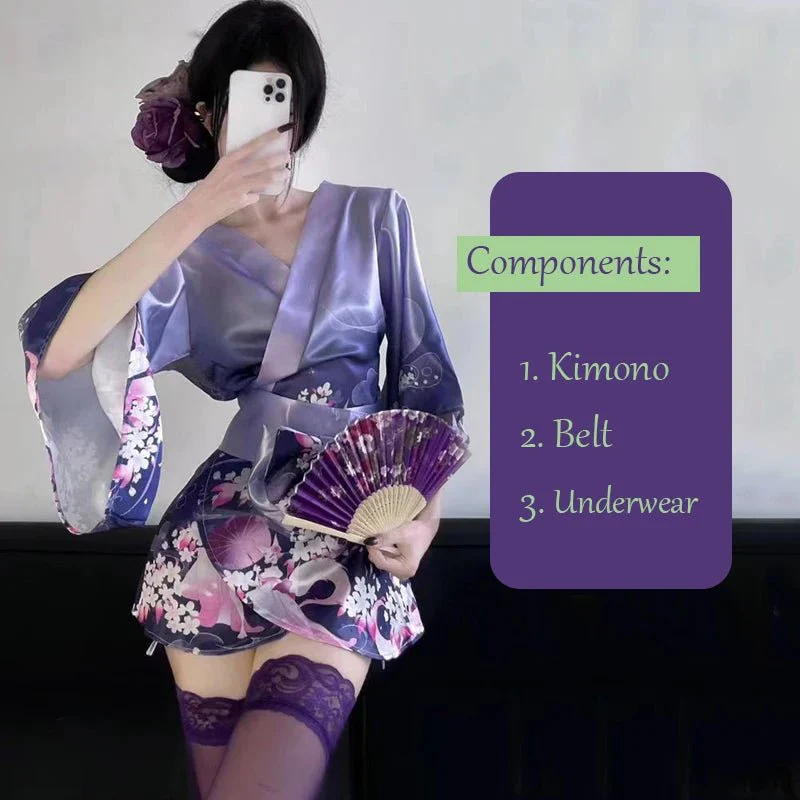 Pyjama kimono japonais violet ultra-sexy pour femmes – Image 8