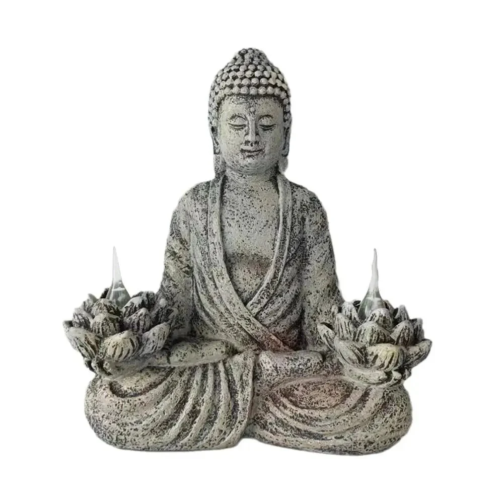 Statue de Bouddha avec lampes solaires intégrées – Image 4