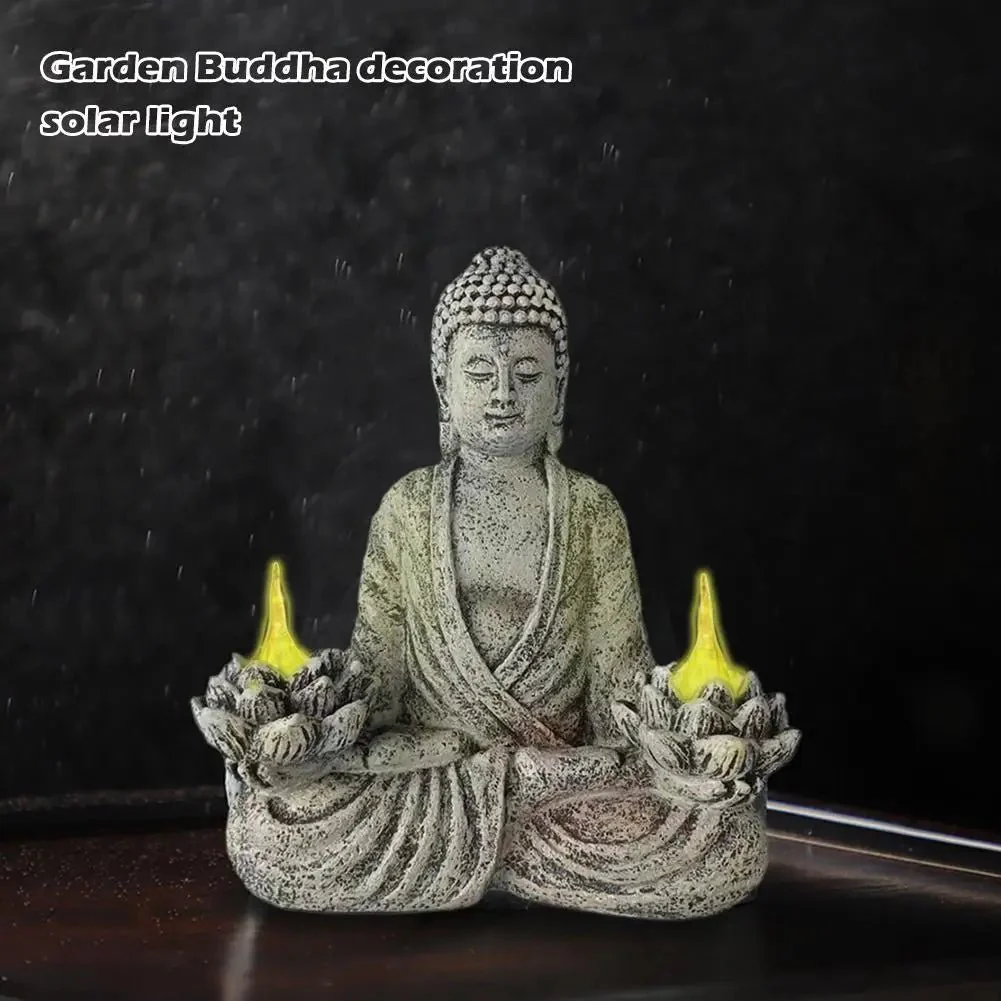 Statue de Bouddha avec lampes solaires intégrées – Image 9