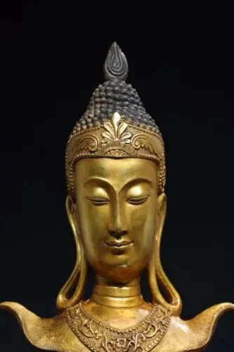 Statue de tête de Bouddha thaïlandais en bronze : Avalokitesvara – Image 6