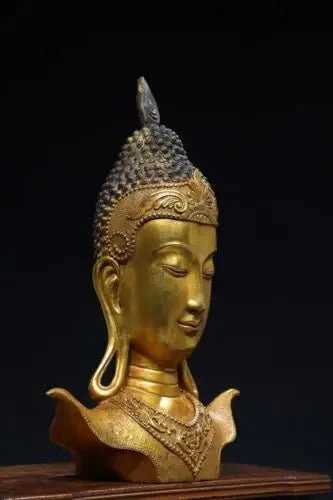 Statue de tête de Bouddha thaïlandais en bronze : Avalokitesvara – Image 5