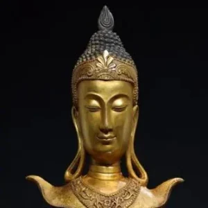 Statue de tête de Bouddha thaïlandais en bronze : Avalokitesvara