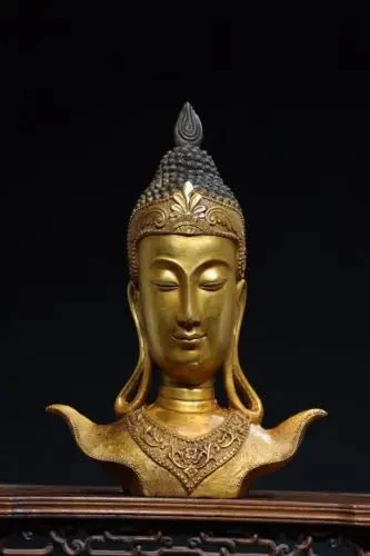 Statue de tête de Bouddha thaïlandais en bronze : Avalokitesvara