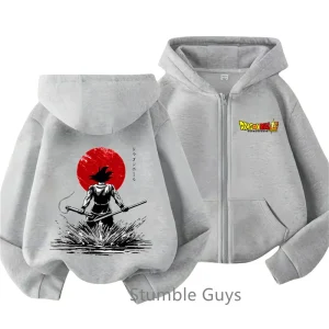 Sweatshirt gris à capuche Dragon Ball