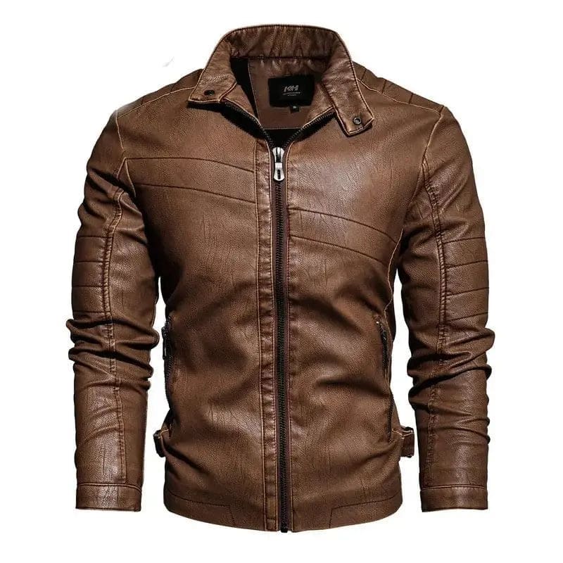 Veste cuir camel vintage – Image 3