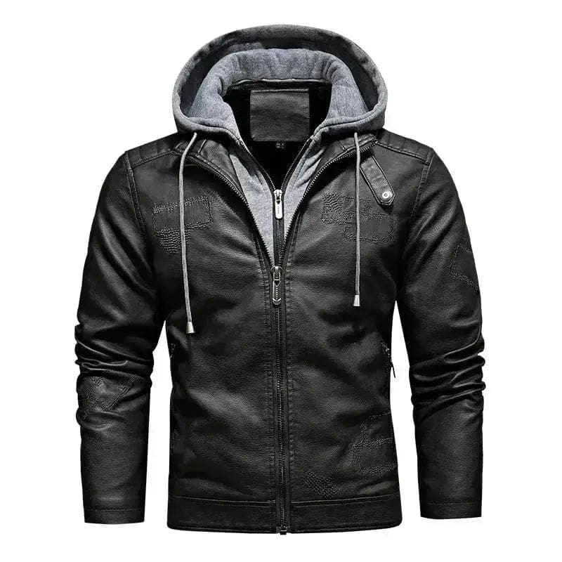 Veste cuir capuche homme – KINGS Noir – Image 3